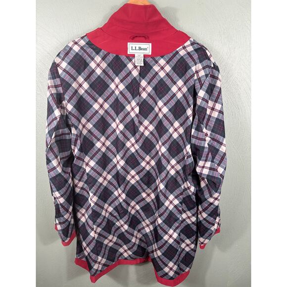 L.L. Bean Trench Coat Jacket Womens Size XL Double Breasted Plaid Lining Pockets - Picture 4 of 14